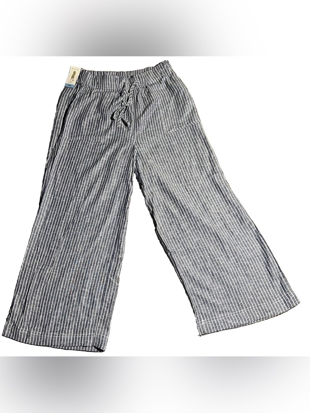 Thread & Supply Navy & White Striped Wide-Leg Crop Pants NWT
